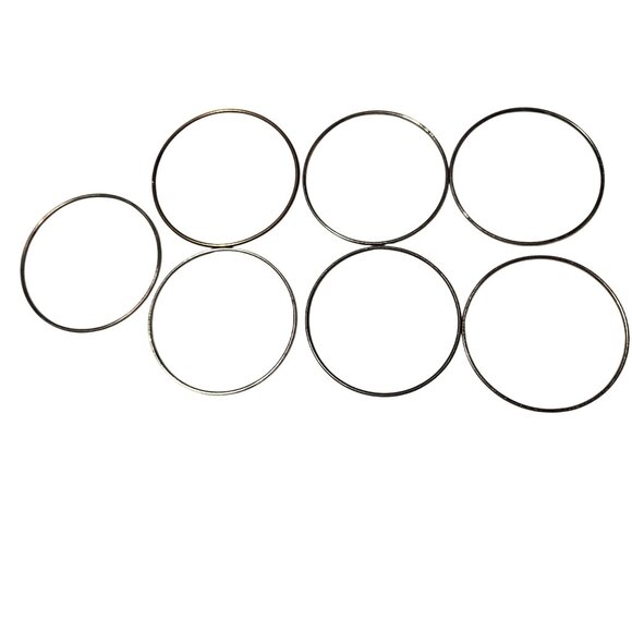 Retro Silver Bangle Bracelets Set Of 7 Vintage 80s 90s Fashion Jewelry Women - Picture 3 of 4